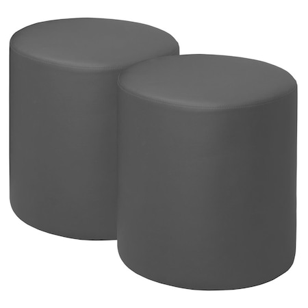 Regency Logan Round Vinyl Ottoman (Set of 2)- Grey N6262GY2PK